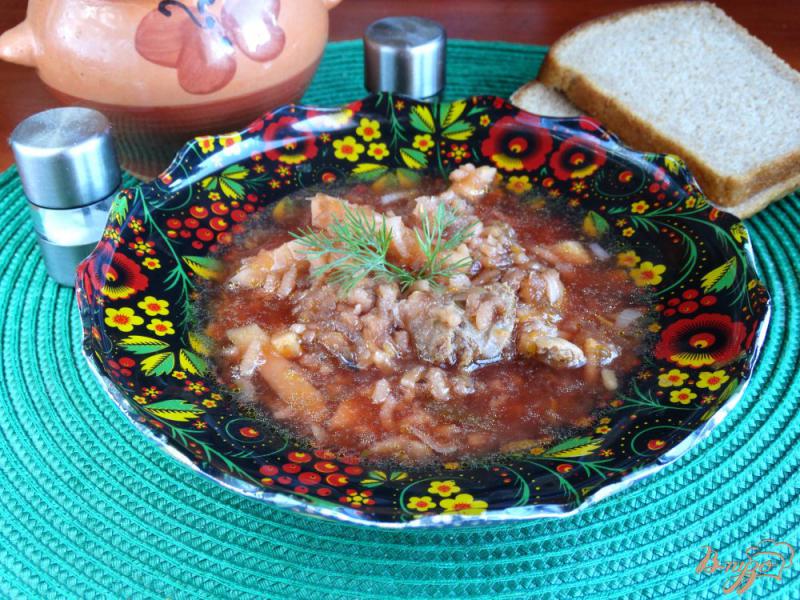 Фото приготовление рецепта: Свекольник с куриными желудочками и рисом шаг №10