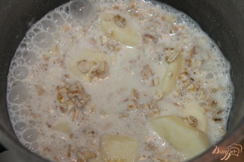 Фото приготовление рецепта: Овсянка на молоке с яблоками и орехами шаг №3