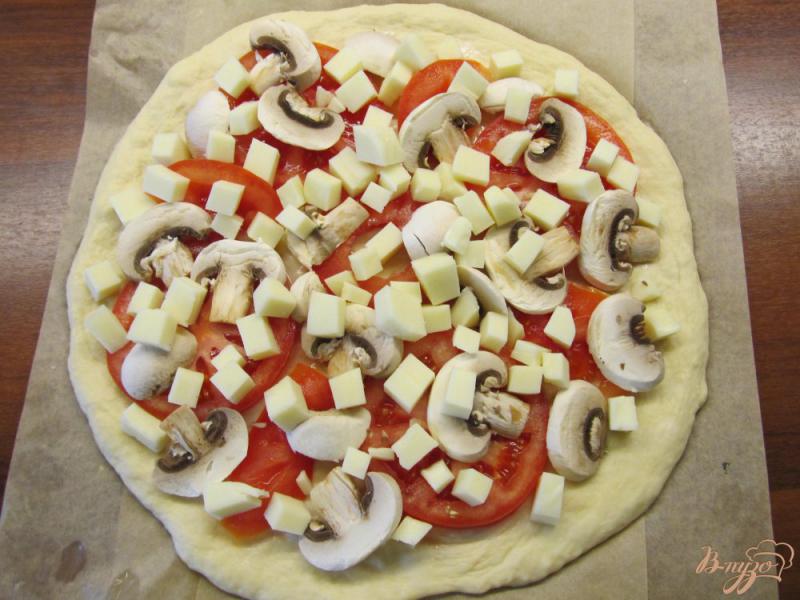 Фото приготовление рецепта: Вегетарианская пицца с грибами шаг №8