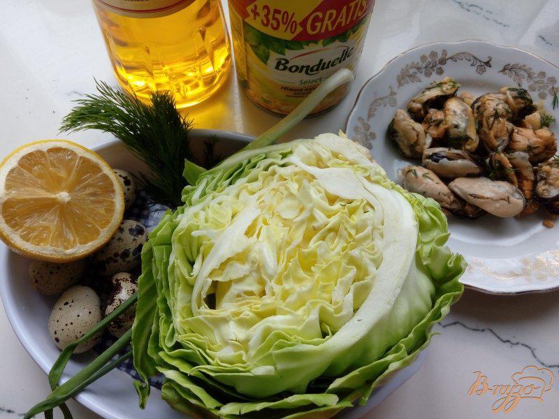 Фото приготовление рецепта: Салат с мидиями и молодой капустой шаг №1