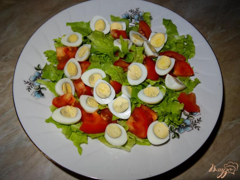 Фото приготовление рецепта: Салат с тунцом и перепелиными яйцами шаг №5