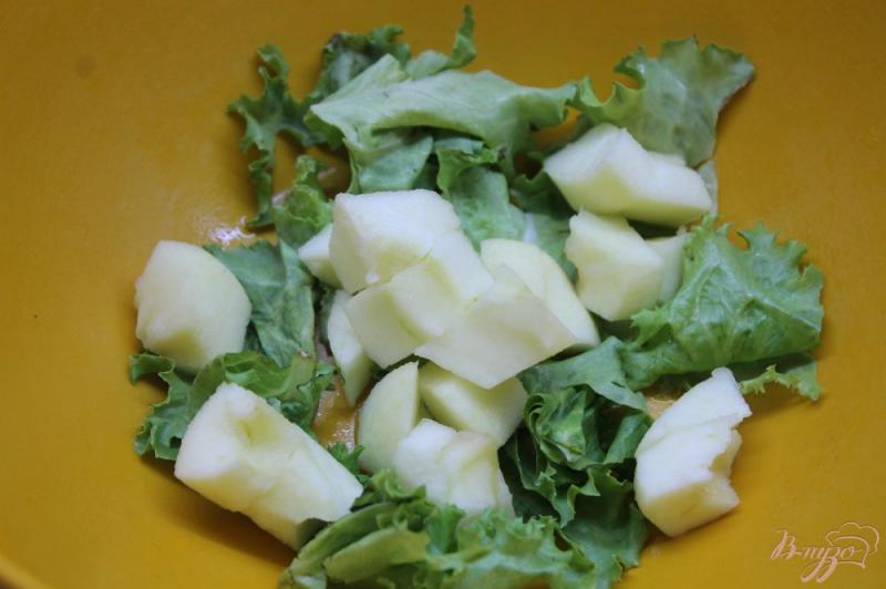 Фото приготовление рецепта: Летний салат из яблока, маринованных шампиньонов и свежих листьев салата шаг №1