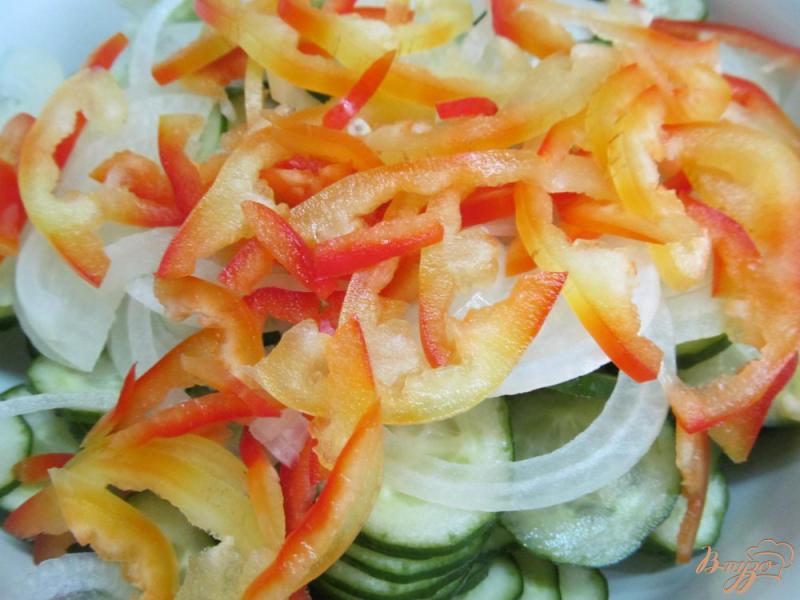 Фото приготовление рецепта: Салат из огурцов с перцем шаг №3
