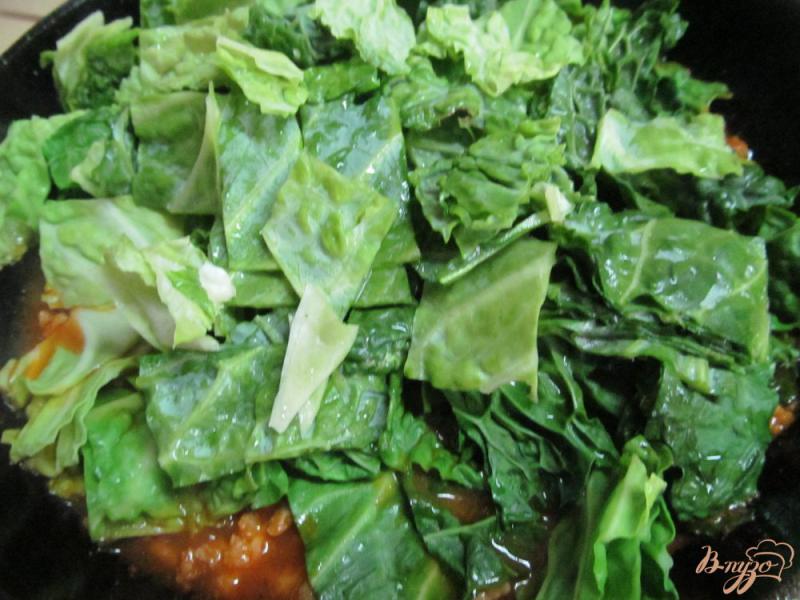 Фото приготовление рецепта: Солянка из савойской капусты с фаршем шаг №5