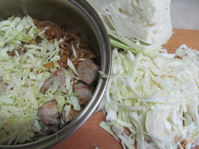 Фото приготовление рецепта: Капустная солянка с колбасками и свининой шаг №4