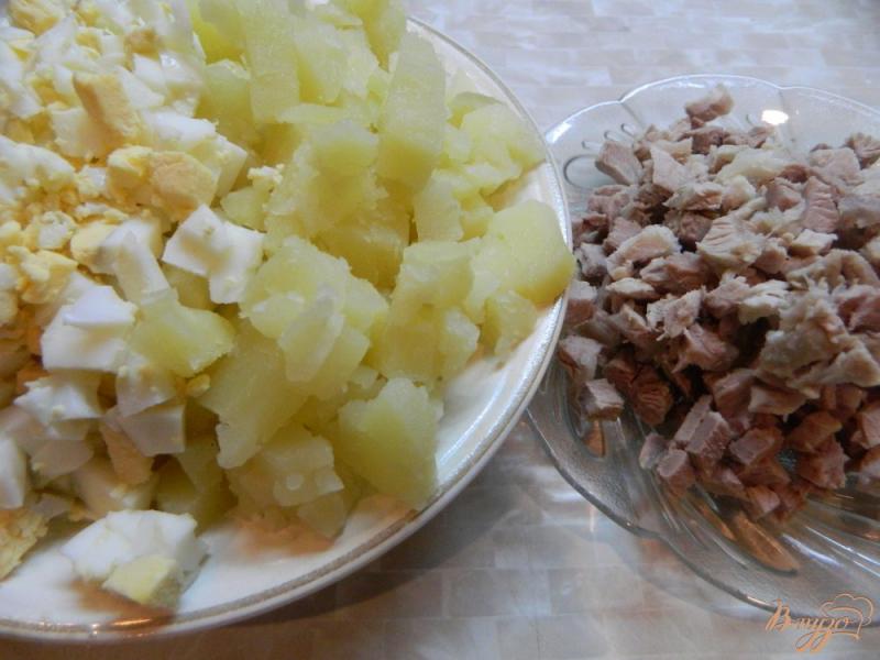 Фото приготовление рецепта: Холодный суп с мясом и замороженными огурцами шаг №1