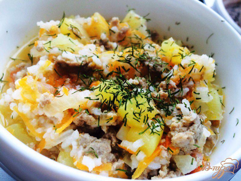 Фото приготовление рецепта: Овощное соте с рисом и говядиной для маленьких шаг №8