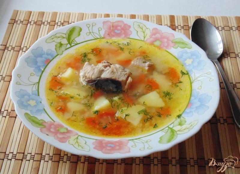 Фото приготовление рецепта: Суп с горбушей и пшеном шаг №6