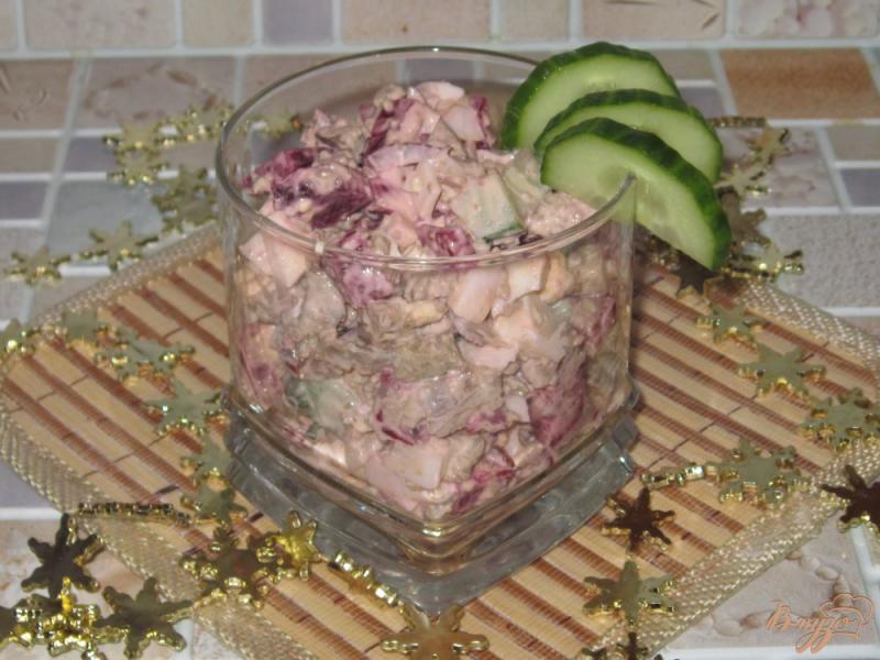 Фото приготовление рецепта: Свекольный салат с печенью шаг №8