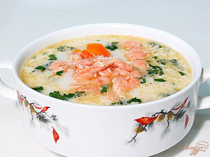 Фото приготовление рецепта: Сливочный суп с лососем. шаг №9