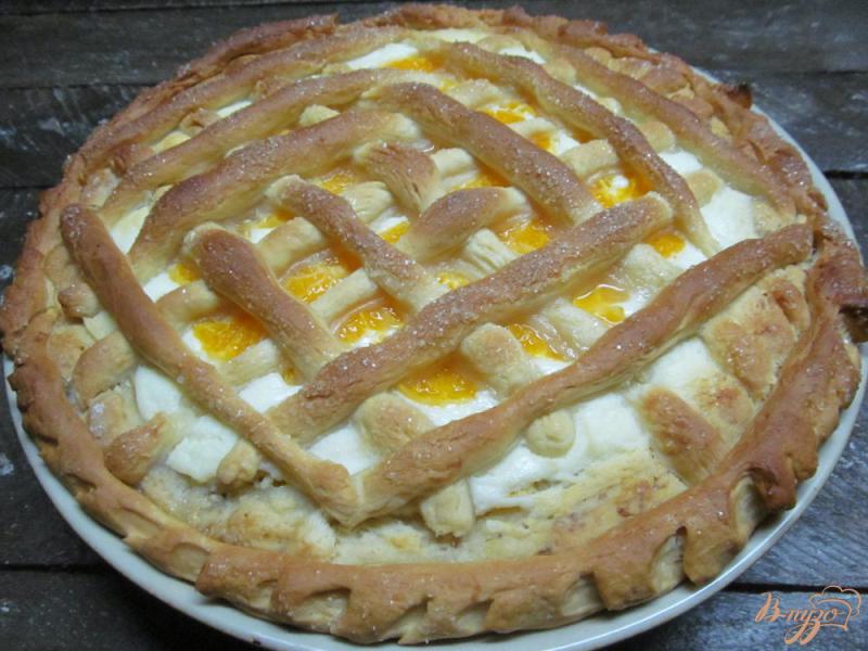 Фото приготовление рецепта: Пирог с творогом и мандарином шаг №14