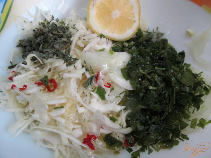 Фото приготовление рецепта: Греческий салат из капусты шаг №2