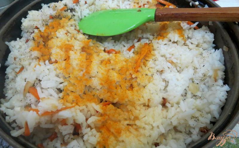 Фото приготовление рецепта: Рис с куриными желудками шаг №9