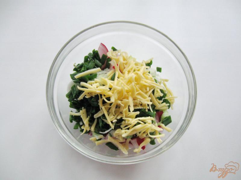 Фото приготовление рецепта: Салат из редиса с сыром шаг №4