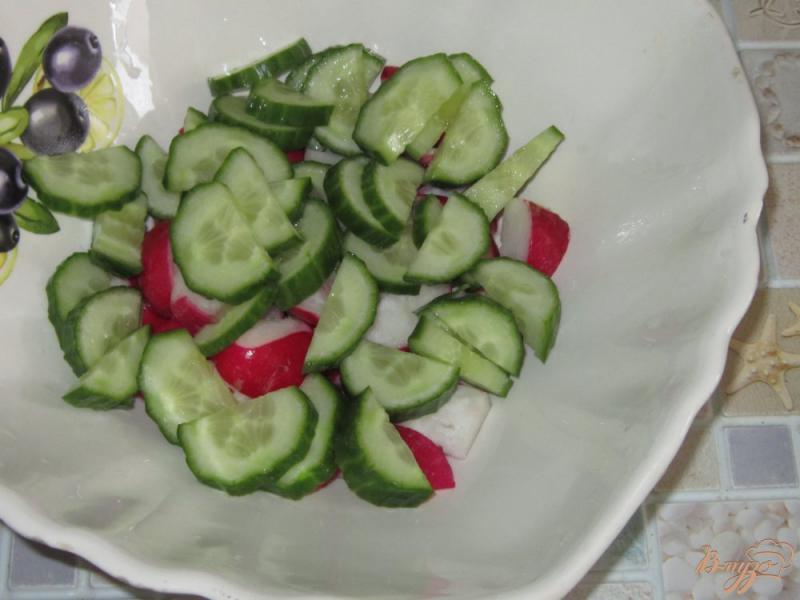 Фото приготовление рецепта: Овощной салат с капустой, редисом и корнишонами шаг №2