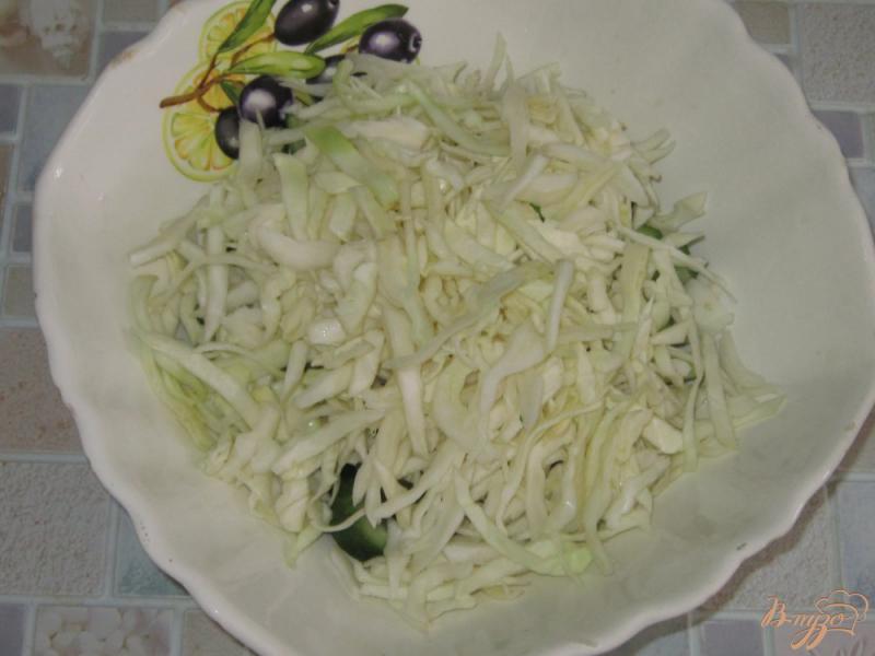 Фото приготовление рецепта: Овощной салат с капустой, редисом и корнишонами шаг №4