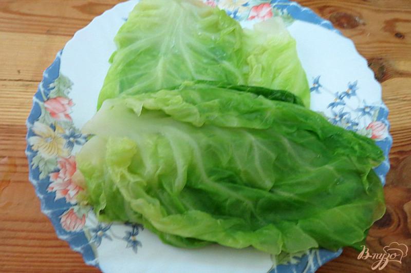 Фото приготовление рецепта: Голубцы из молодой капусты, со шпинатом и сыром шаг №6