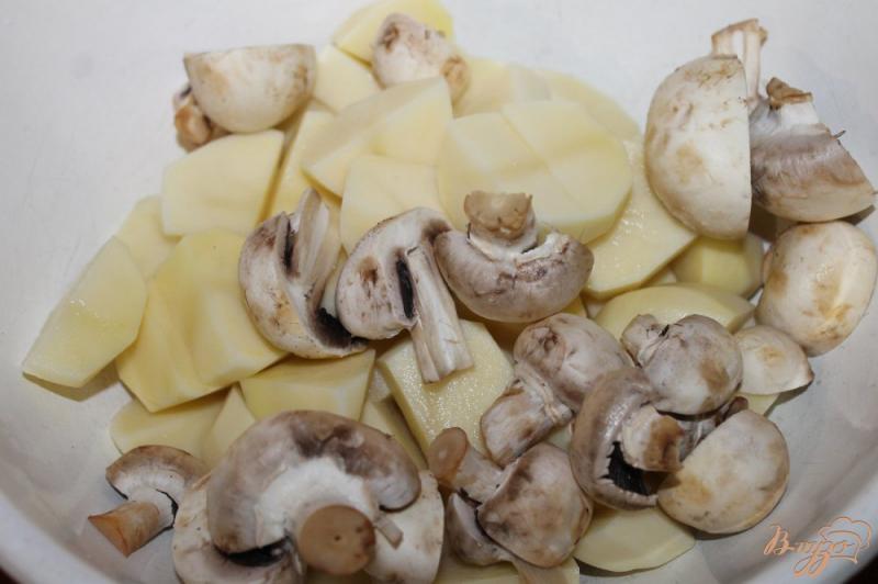 Фото приготовление рецепта: Картофель с цветной капустой и грибами в рукаве шаг №2