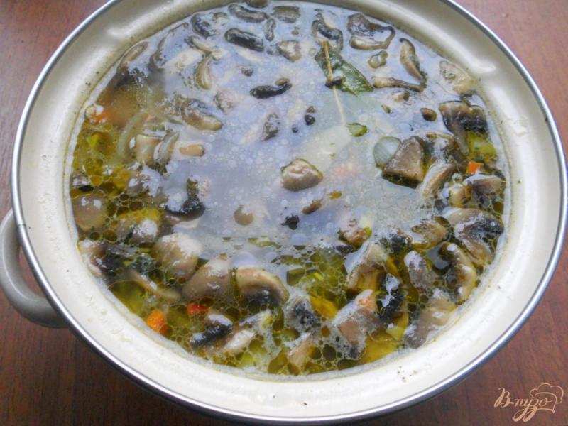 Фото приготовление рецепта: Картофельный суп со свининой и шампиньонами шаг №5