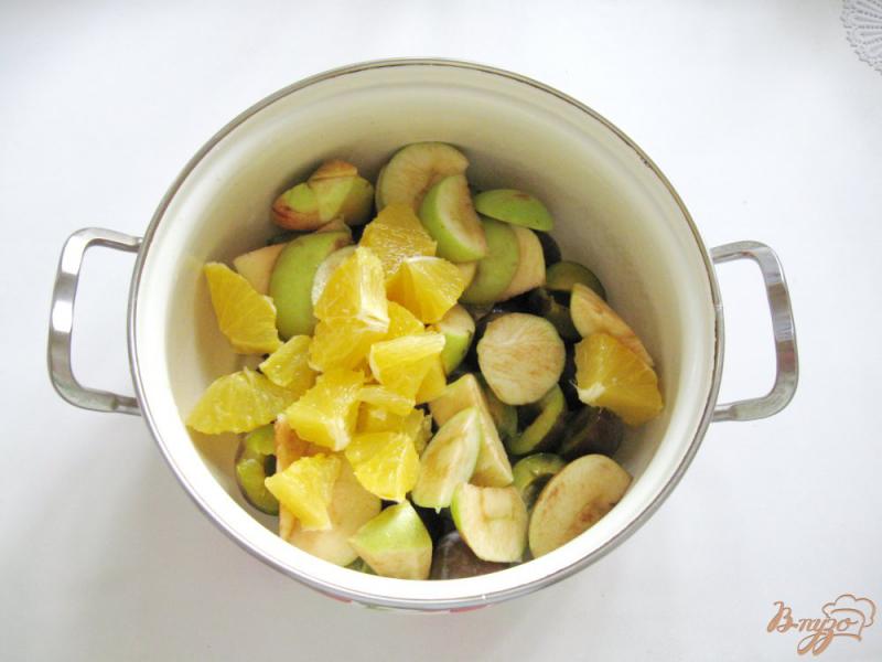 Фото приготовление рецепта: Сливово-яблочный кисель с апельсином шаг №2
