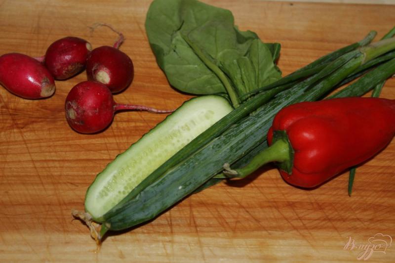 Фото приготовление рецепта: Салат с редисом, шпинатом и сыром Фета шаг №1