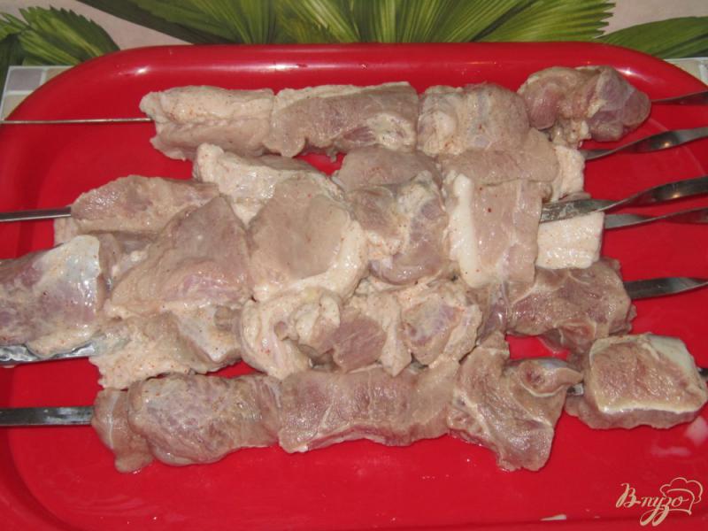 Фото приготовление рецепта: Шашлык из свинины маринованный в майонезе и минералке шаг №7