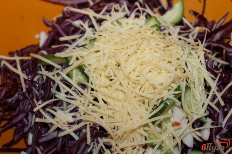 Фото приготовление рецепта: Салат из краснокочанной капусты с крабовыми палочками и сыром шаг №4