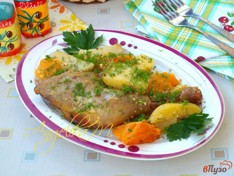 Фото приготовление рецепта: Курица запечённая в рукаве с тыквой и картофелем шаг №4