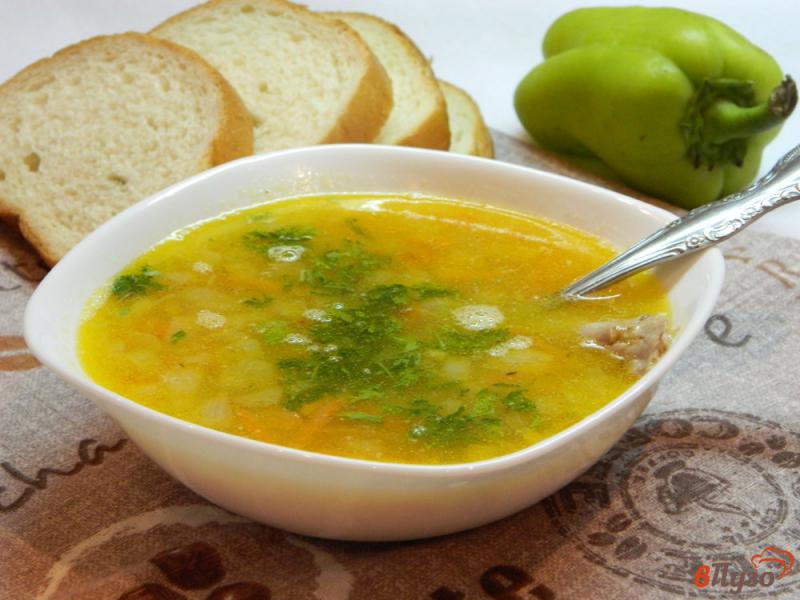 Фото приготовление рецепта: Гороховый суп на бульоне с зеленью шаг №8