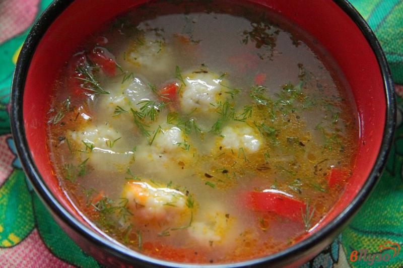Фото приготовление рецепта: Овощной суп с сырными шариками в мультиварке шаг №13