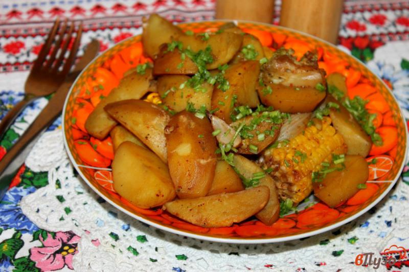 Фото приготовление рецепта: Гарнир из картофеля с кукурузой и цветной капустой в рукаве шаг №5