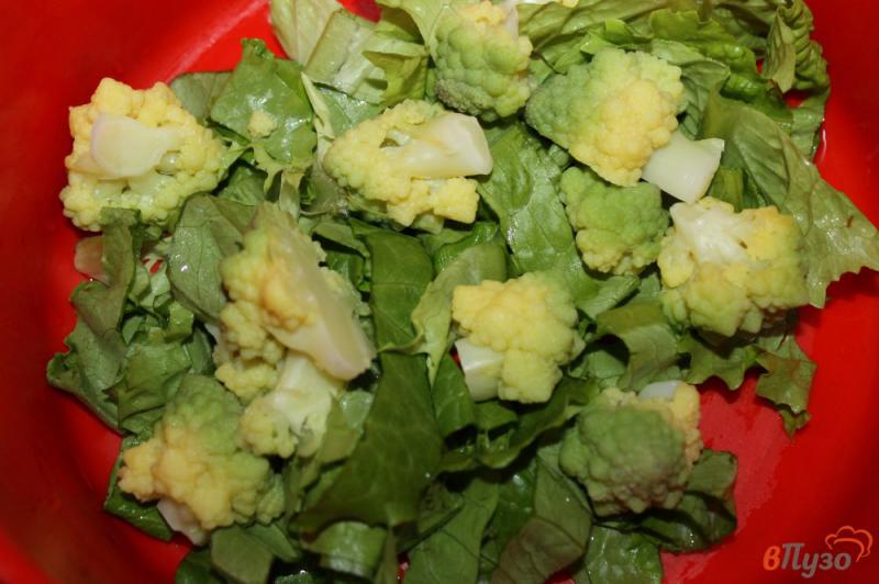 Фото приготовление рецепта: Салат из жаренного баклажана, маринованного лука и цветной капустой шаг №2