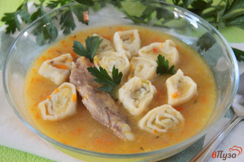 Фото приготовление рецепта: Гороховый суп с чесночными рулетиками в мультиварке шаг №15