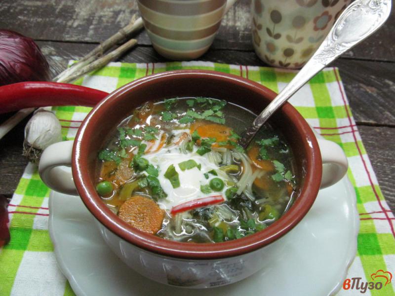 Фото приготовление рецепта: Овощной суп с вермишелью на курином бульоне шаг №5