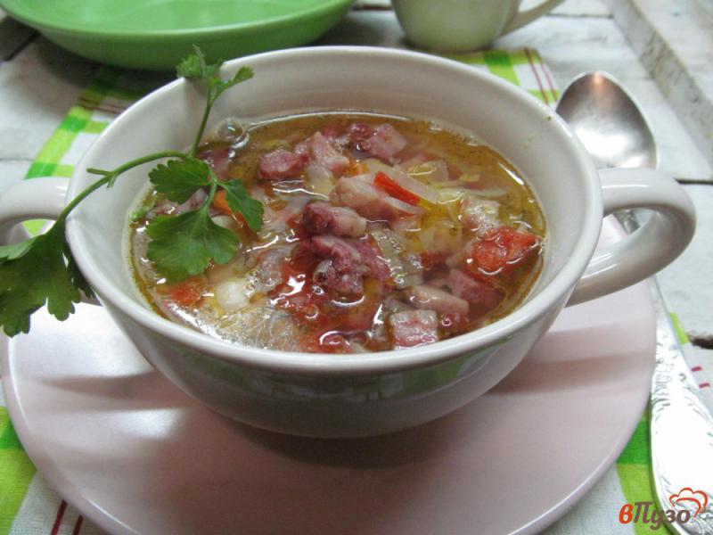 Фото приготовление рецепта: Суп фасолевый по чешски с копчеными колбасками шаг №7