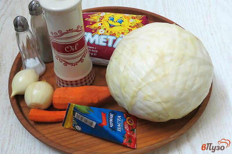 Фото приготовление рецепта: Капуста тушёная со сметаной и опятами шаг №1