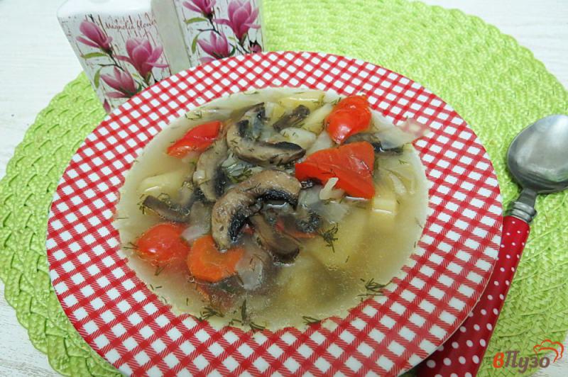 Фото приготовление рецепта: Овощной суп с шампиньонами шаг №9