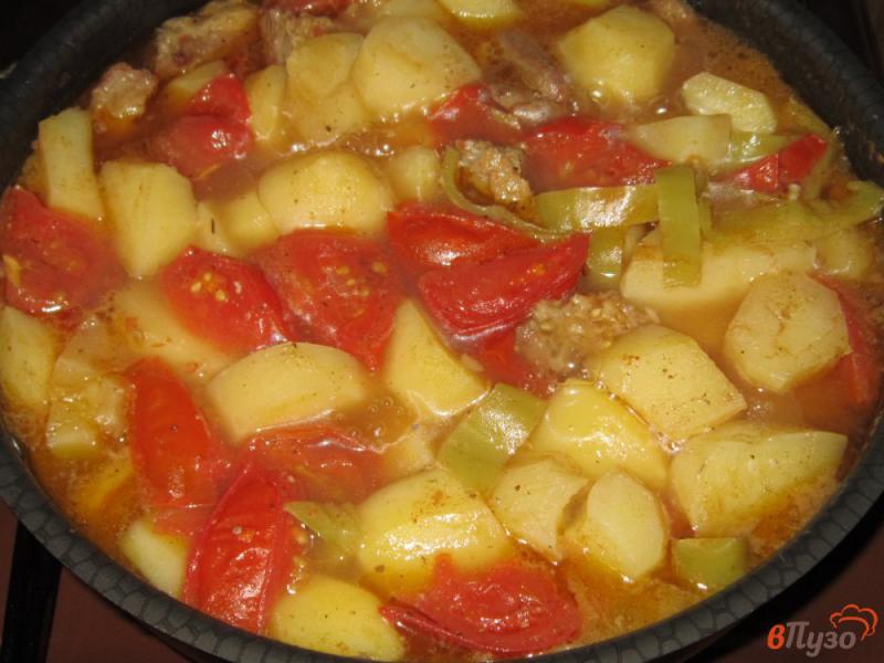 Фото приготовление рецепта: Рагу из говядины с картофелем и помидорами шаг №8