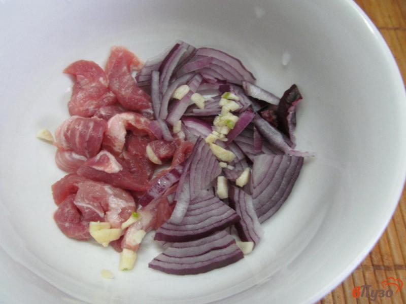 Фото приготовление рецепта: Свинина с луком под сыром моцарелла шаг №1