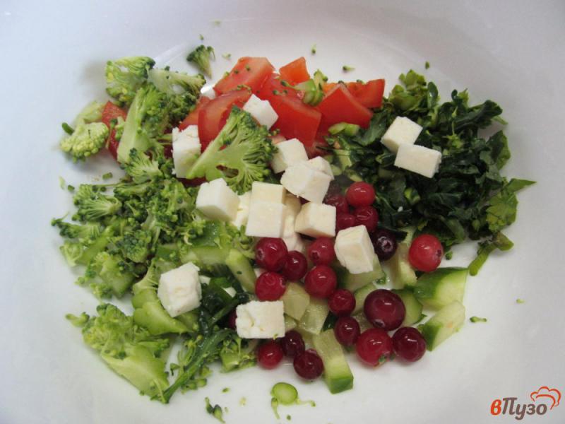 Фото приготовление рецепта: Овощной салат с клюквой и брынзой шаг №4