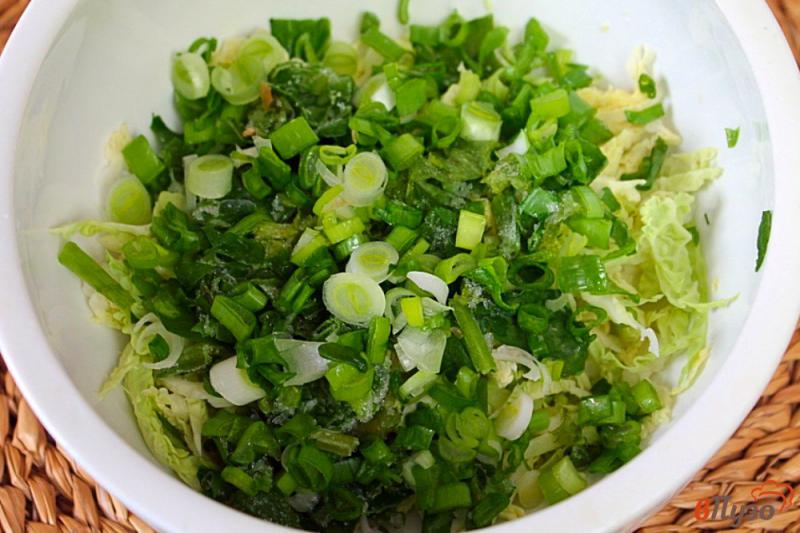 Фото приготовление рецепта: Салат из савойской капусты с яйцом и грибами шаг №3