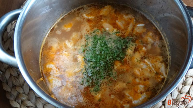 Фото приготовление рецепта: Суп с форелью и макаронами шаг №7