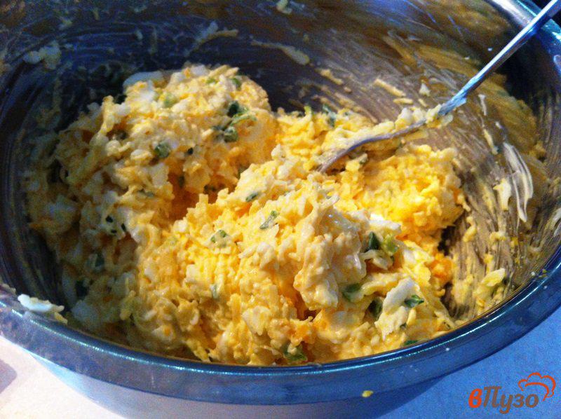 Фото приготовление рецепта: Закуска из сырного салата с яйцом шаг №4