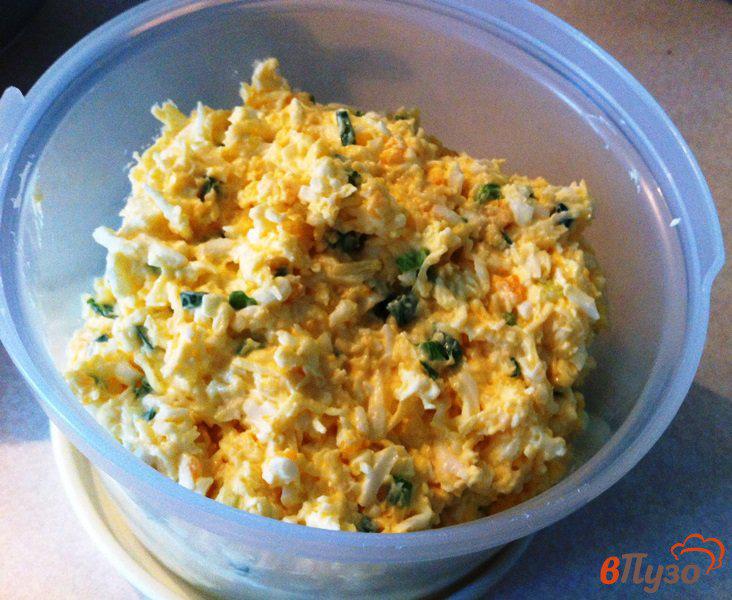 Фото приготовление рецепта: Закуска из сырного салата с яйцом шаг №5