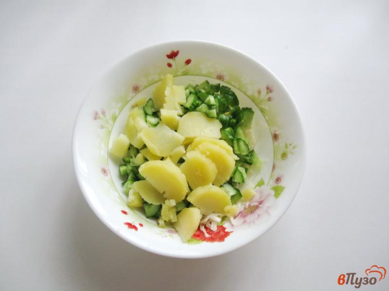 Фото приготовление рецепта: Салат из свежих огурцов и картофеля шаг №3