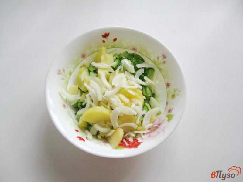 Фото приготовление рецепта: Салат из свежих огурцов и картофеля шаг №4