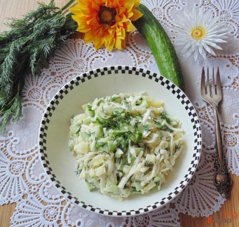 Фото приготовление рецепта: Салат из свежих огурцов и картофеля шаг №9