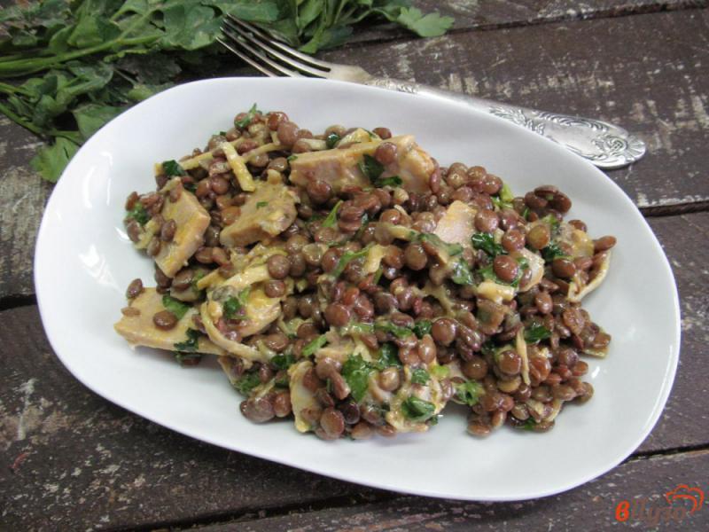 Фото приготовление рецепта: Мясной салат с чечевицей в горчичном соусе шаг №4