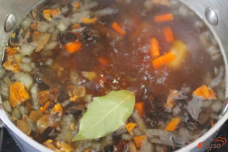 Фото приготовление рецепта: Суп из чечевицы с сухими лесными грибами шаг №6