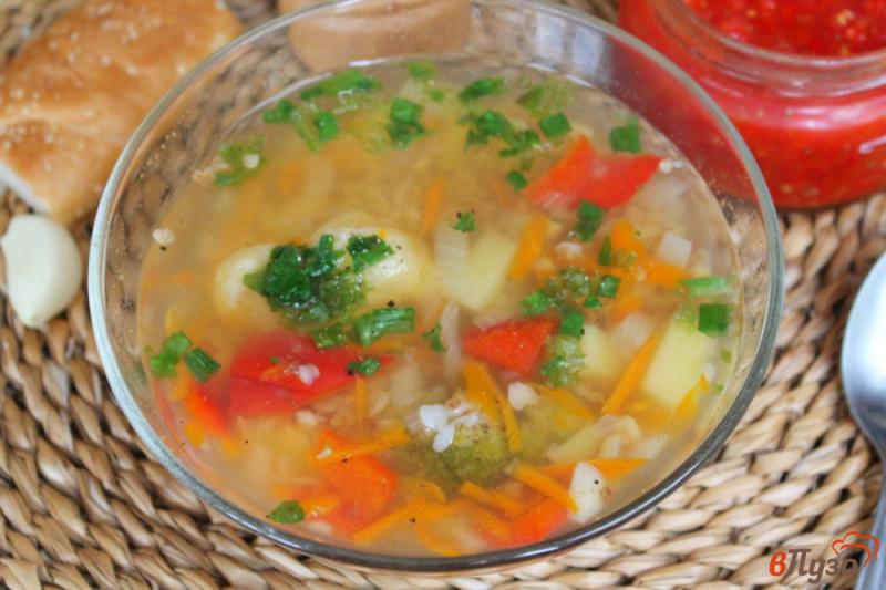 Фото приготовление рецепта: Гречневый суп с овощами ассорти шаг №6